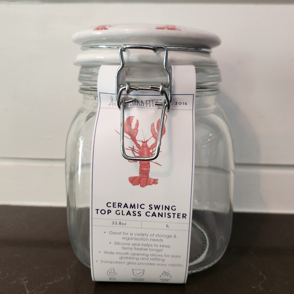 Sara Fitz Other - Sara Fitz Ceramic Swing Top Glass Canister with Lobster Design